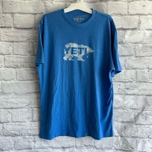 PREOWNED YETI BEAR FISHING TSHIRT MENS MEDIUM M BLUE